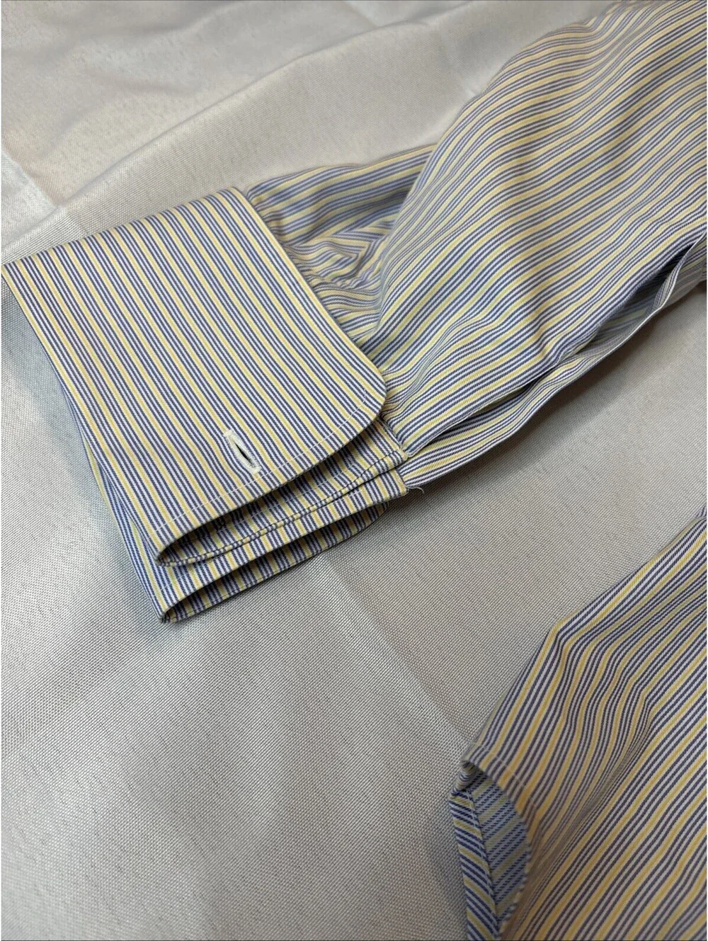 Men's Burberry London Blue/Ylw Striped Long Sleeve Button Dress Shirt 15 1/2 35